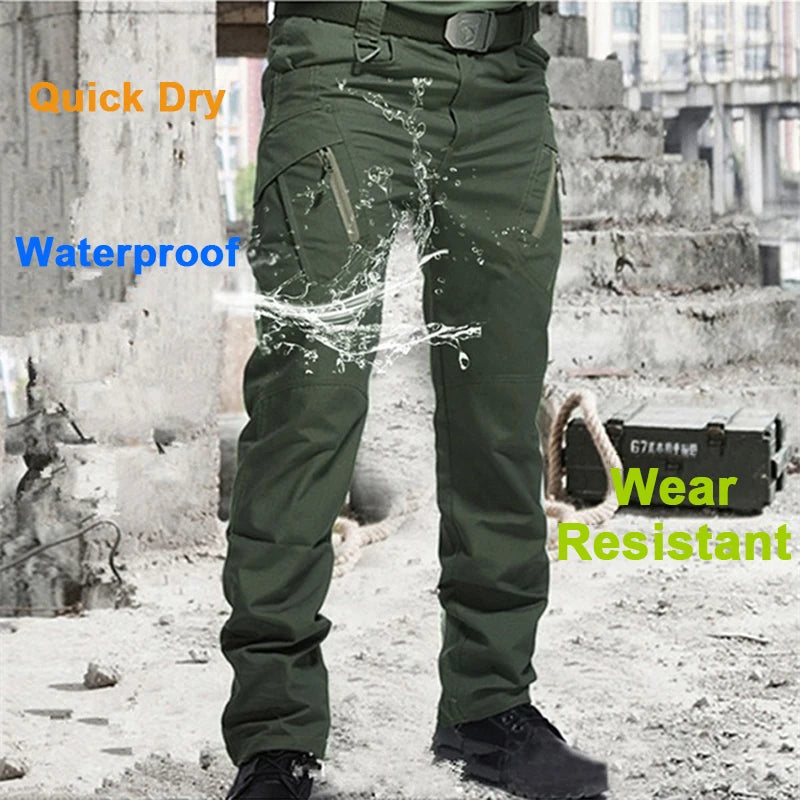 Men City Pants Cargo Trousers Multi-pocket Waterproof Wear-resistant Casual Training Overalls Fat Cargo Quick Dry Pants