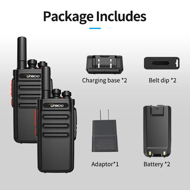 UNIKOO UK231S Walkie Talkie 2 pcs Mini Handheld Two Way Radio Portable Communication Equipment PTT Radio for Camping