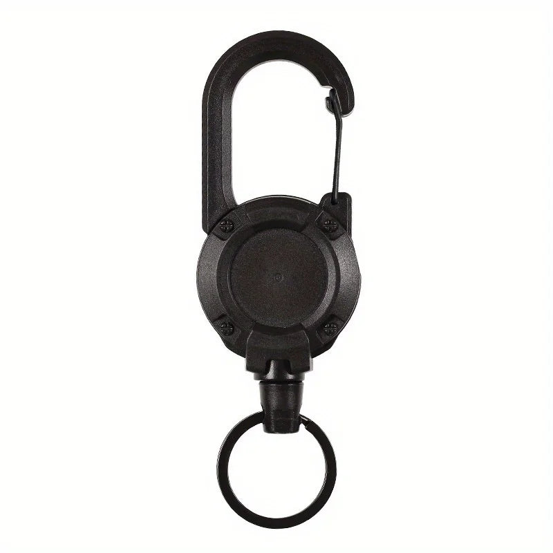 1pc Steel Wire Rope Retractable Pull Reel Carabiner Key Chains Buckle Spring Key Holder Outdoor Sporty Keychain Multiple Tool
