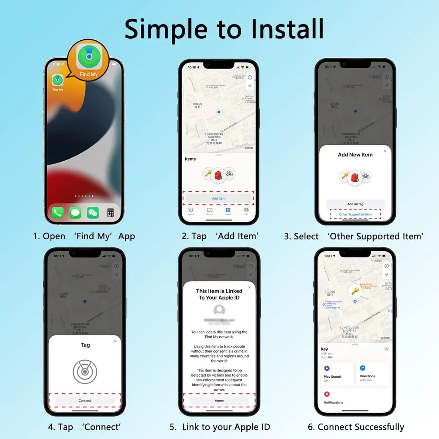 Mini Smart GPS Tracker Wireless Anti-Lose Reminder Device SmartTag for Apple Find My APP Key Kids Finder Locator